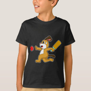 T-shirt Batte de cricket de chien