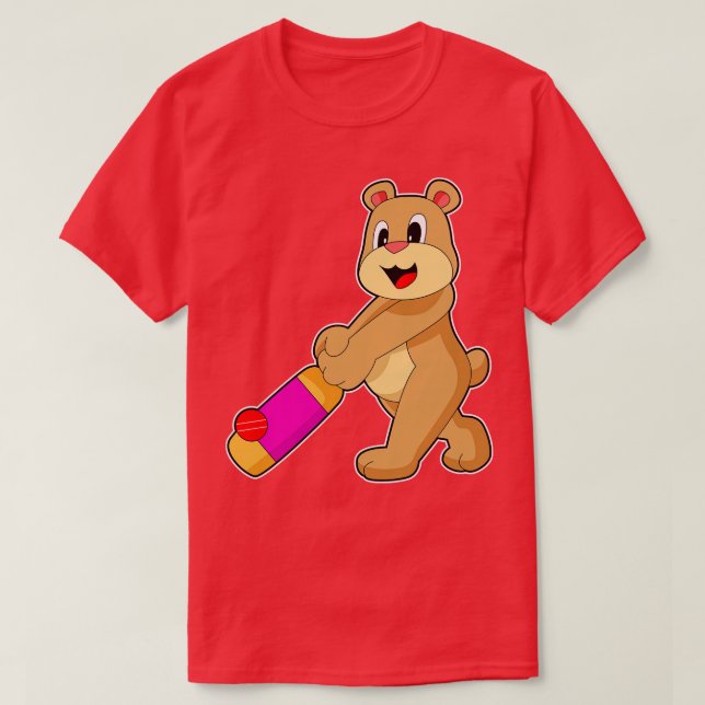 T-shirt Batte de cricket ours Cricket (Design devant)