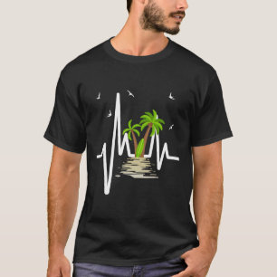 T-shirt Battement de coeur avec des palmiers tropicaux Pla