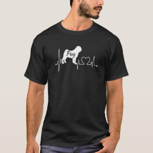 T-shirt Battement de coeur de chien Pug EKG Drôle Pour Hom