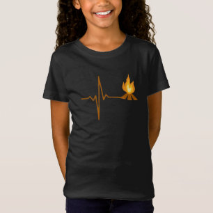 T-Shirt Battement de cœur de feu de camp Camping