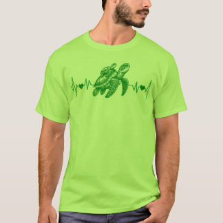 T-shirt battement de coeur de la tortue de mer, merle de c