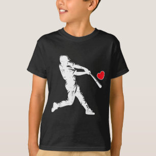 T-shirt Batter Baseball de la Saint-Valentin Silhouette Cœ
