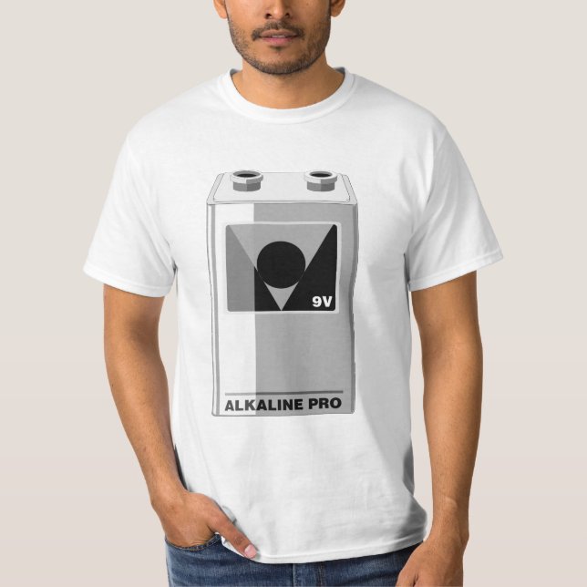 T-shirt Batterie - 9 volts ou usage nerd (Devant)