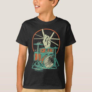 T-shirt Batterie à tambours à tambour rétro