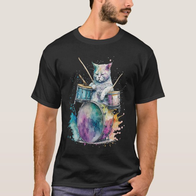 T-shirt Batterie Batteur Chat  4 (Devant)