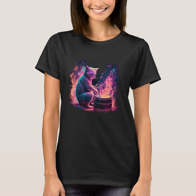 T-shirt Batterie Batteur Chat  8 (Devant)