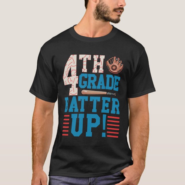 T-shirt Batterie De 4E Année Retour À L'École Pour Basebal (Devant)