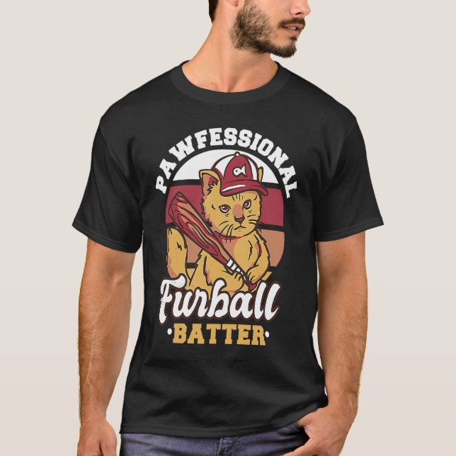 T-shirt Batterie de baseball chat de Furball professionnel (Devant)