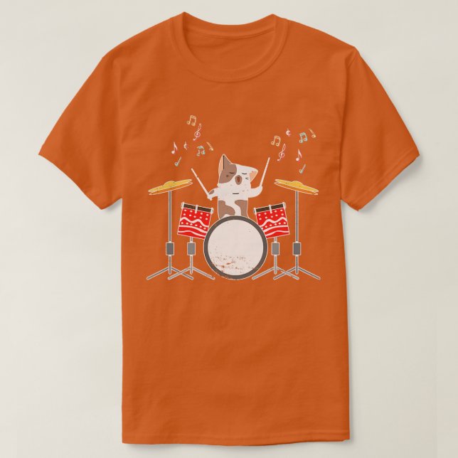 T-shirt Batterie de chats de tambour (Design devant)
