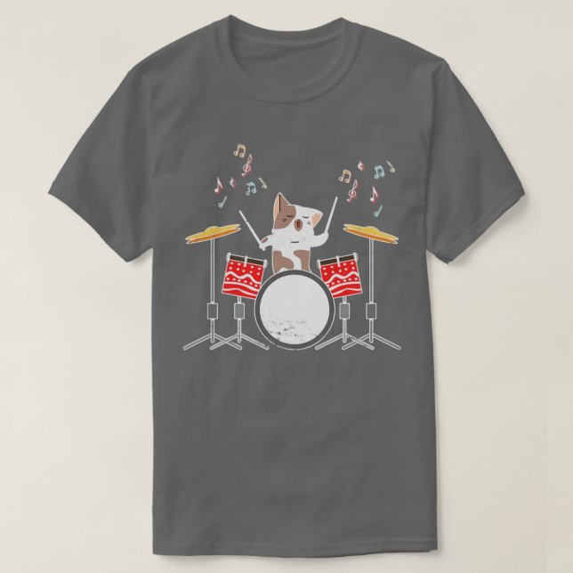 T-shirt Batterie de chats de tambour (Design devant)