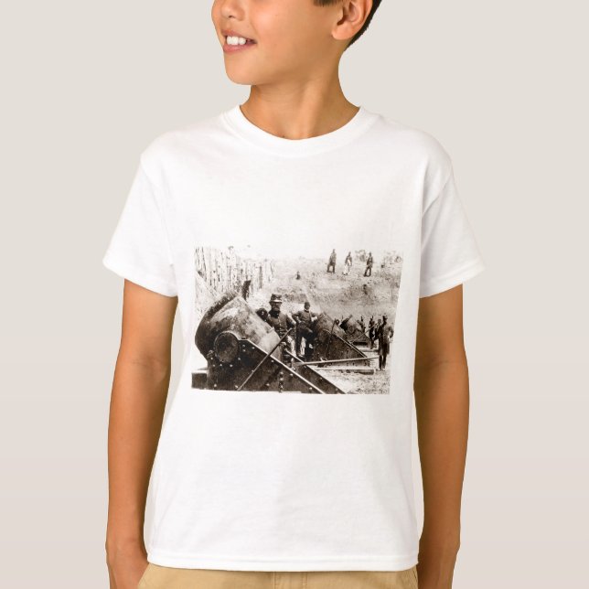 T-shirt Batterie de mortier de guerre civile chez Yorktown (Devant)