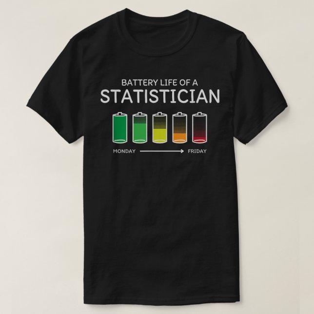 T-shirt Batterie durée de vie d'un statisticien Amis Analy (Design devant)