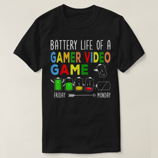 T-shirt Batterie La Vie D'Un Jeu Vidéo De Joueur Jeu Parfa (Design devant)