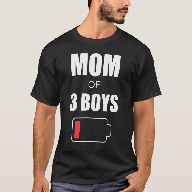 T-shirt Batterie Maman Motheru2019s Jour Maman De 3 Garçon (Devant)