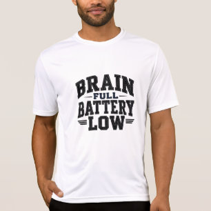 T-shirt Batterie Pleine Cerveau Faible Typographie Vintage