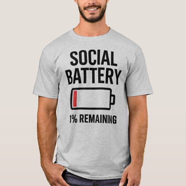 T-shirt Batterie sociale 1% restant amusant Introvert (Devant)