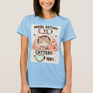 T-shirt Batterie sociale Cattery Citation de chat mignon i