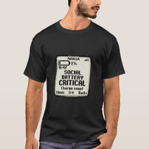 T-shirt Batterie Sociale Critique Introverti Drôle Concept
