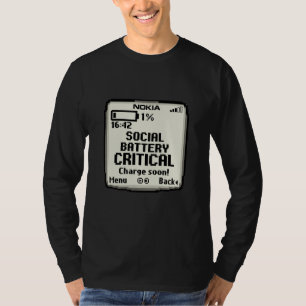 T-shirt Batterie Sociale Critique Introverti Drôle Concept
