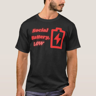 T-shirt Batterie sociale faible Introverti drôle Minimalis