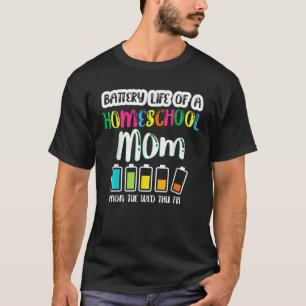 T-shirt Batterie Vie de l'école familiale Maman Drôle Reto