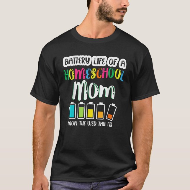 T-shirt Batterie Vie de l'école familiale Maman Drôle Reto (Devant)