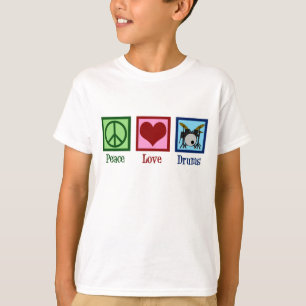 T-shirt Batteries Peace Love Cute Kids Drummer