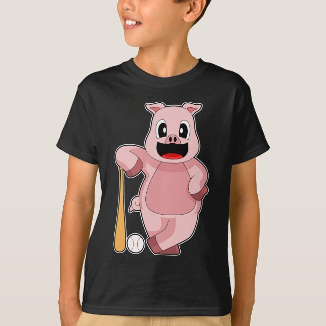 T-shirt Batteur de baseball Batte de baseball Cochon (Devant)