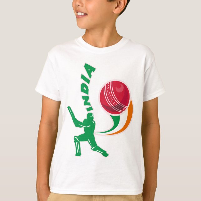T-shirt batteur de boule de cricket maniant la batte (Devant)
