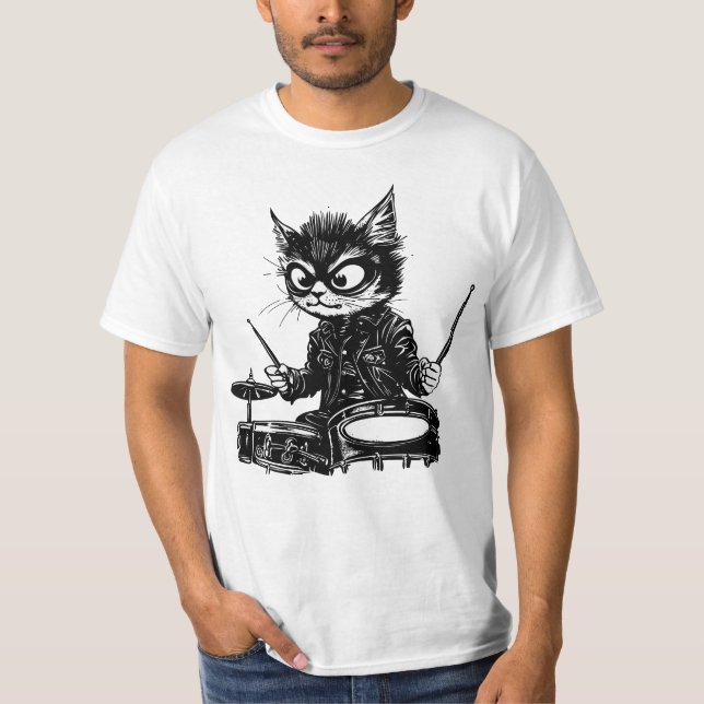 T-shirt Batteur de Chat Rock’n’Roll (Devant)