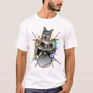 T-shirt Batteur de chats Jouer des tambours Hommes