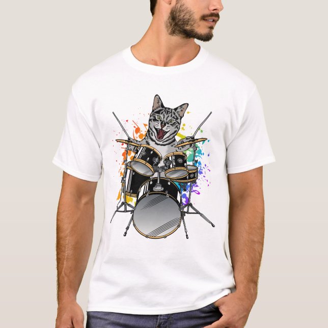 T-shirt Batteur de chats Jouer des tambours Hommes (Devant)