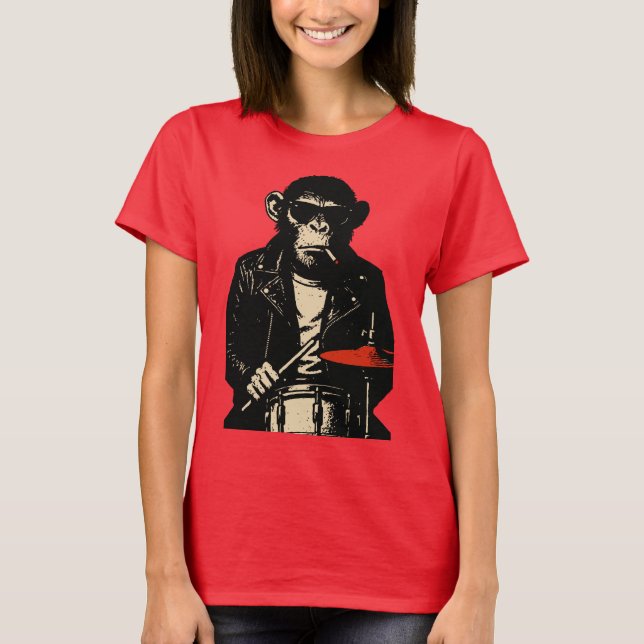 T-shirt Batteur de chimpanzé rebelle (Devant)
