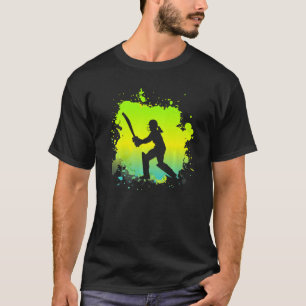 T-shirt Batteur de cricket pour les filles rétro de cricke