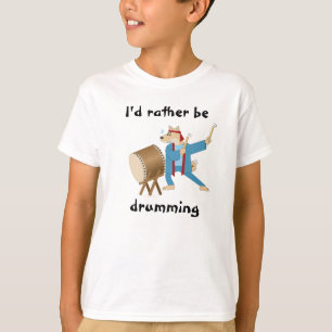 T-shirt Batteur de Taiko de chien de bande dessinée de