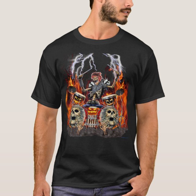 T-SHIRT BATTEUR ZOMBIE MÉTAL LOURD (Devant)