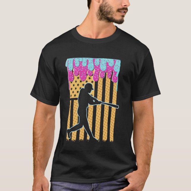 T-shirt Batteurs de baseball Drip Crème glacée Drapeau amé (Devant)