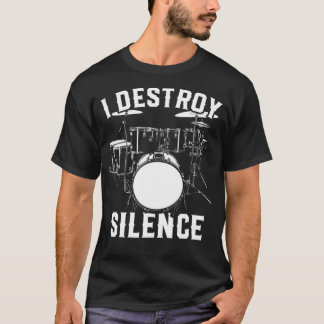 T-shirt Batteurs de rock je détruis le silence