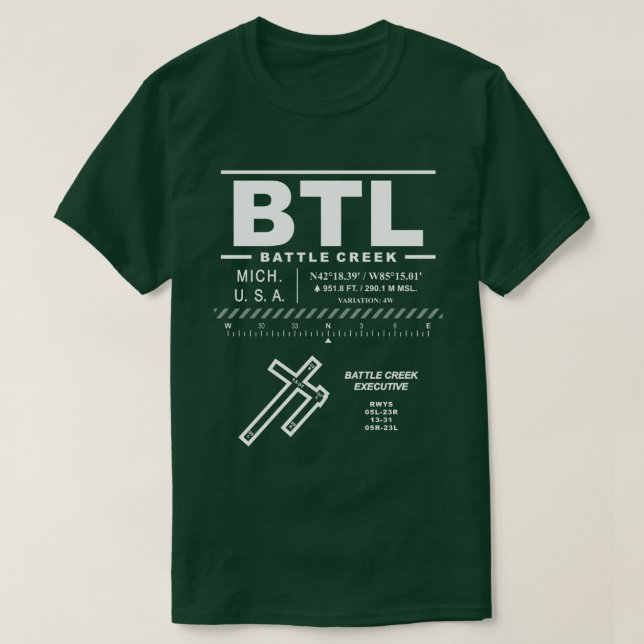 T-shirt Battle Creek Executive Airport BTL (Design devant)