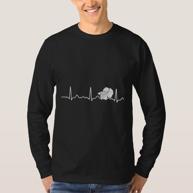 T-shirt Battle Fish Heart Line Heartbeat Pulse Ekg (Devant)