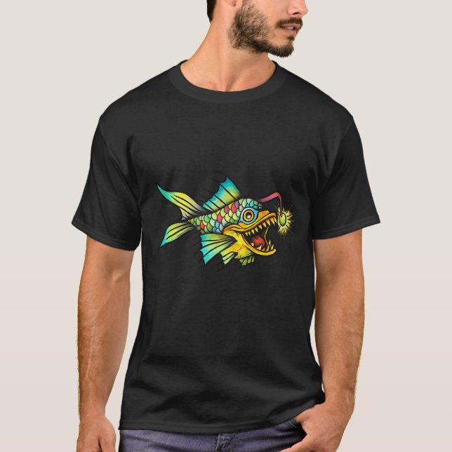 T-shirt Baudroie arc-en-ciel flash art (Devant)