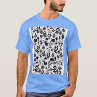 T-shirt Bauhaus Plante Motif Bleu