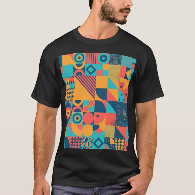 T-shirt Bauhaus Retro : les années 70 de la musique géomét (Devant)