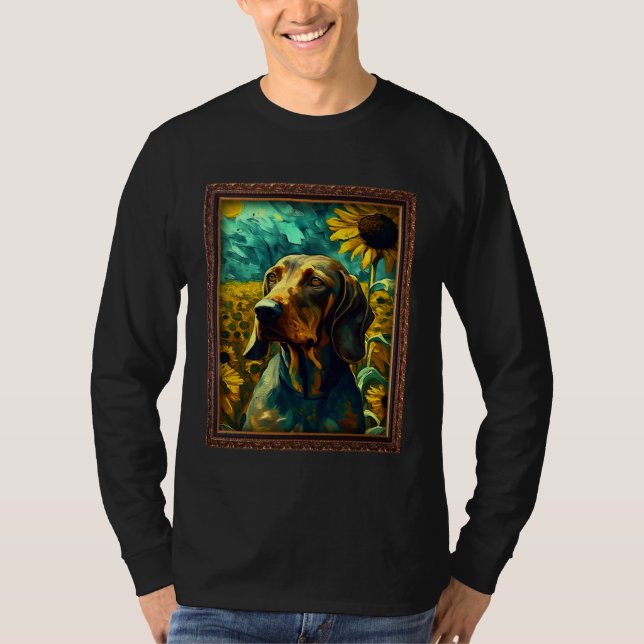 T-shirt Bavarian Mountain Scent Hound Painting Sunflower F (Devant)