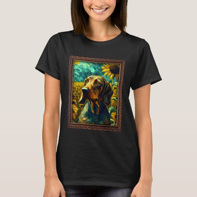 T-shirt Bavarian Mountain Scent Hound Painting Sunflower F (Devant)