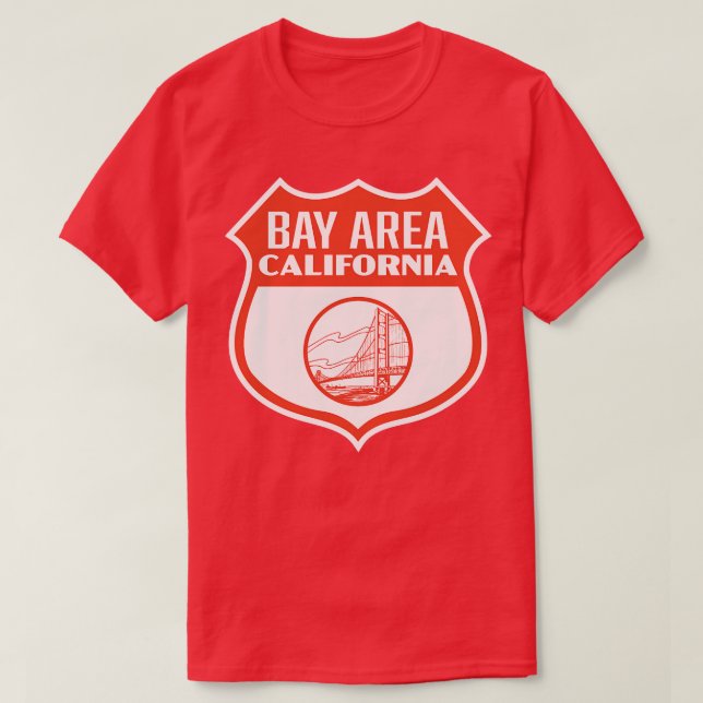 T-shirt Bay Area California Retro Shield Red (Design devant)