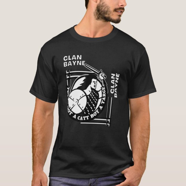 T-shirt Bayne Clan Gaelic Motto Swordsman (Devant)