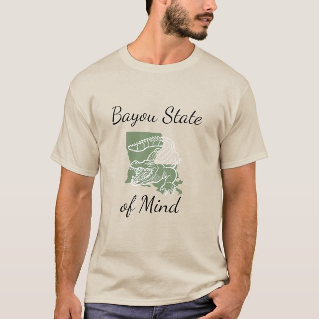 T-shirt Bayou State of Mind Alligator Louisiana Hommes (Devant)