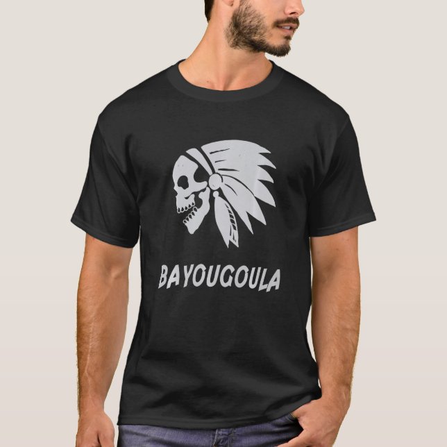 T-shirt Bayougoula Native American IndianBorn Freedom Evil (Devant)